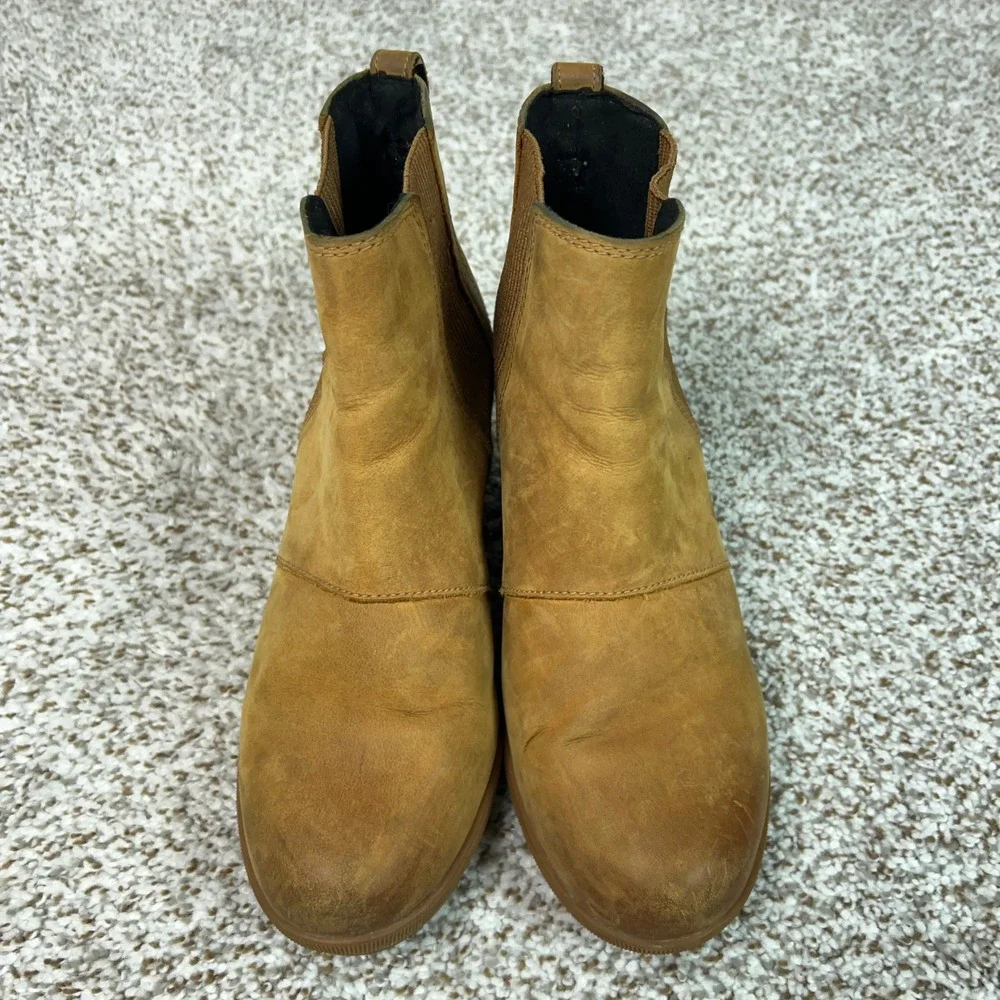 Sorel Boots Womens Size 8.5 Tan Casual Joan of Arctic Wedge II Chelsea Leather